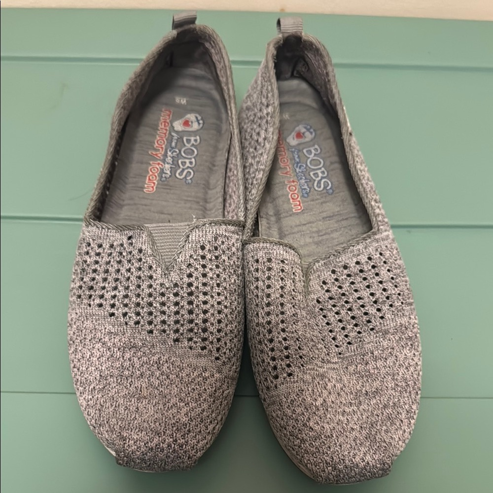 BOBS Gray Knit Slip-On Sneakers